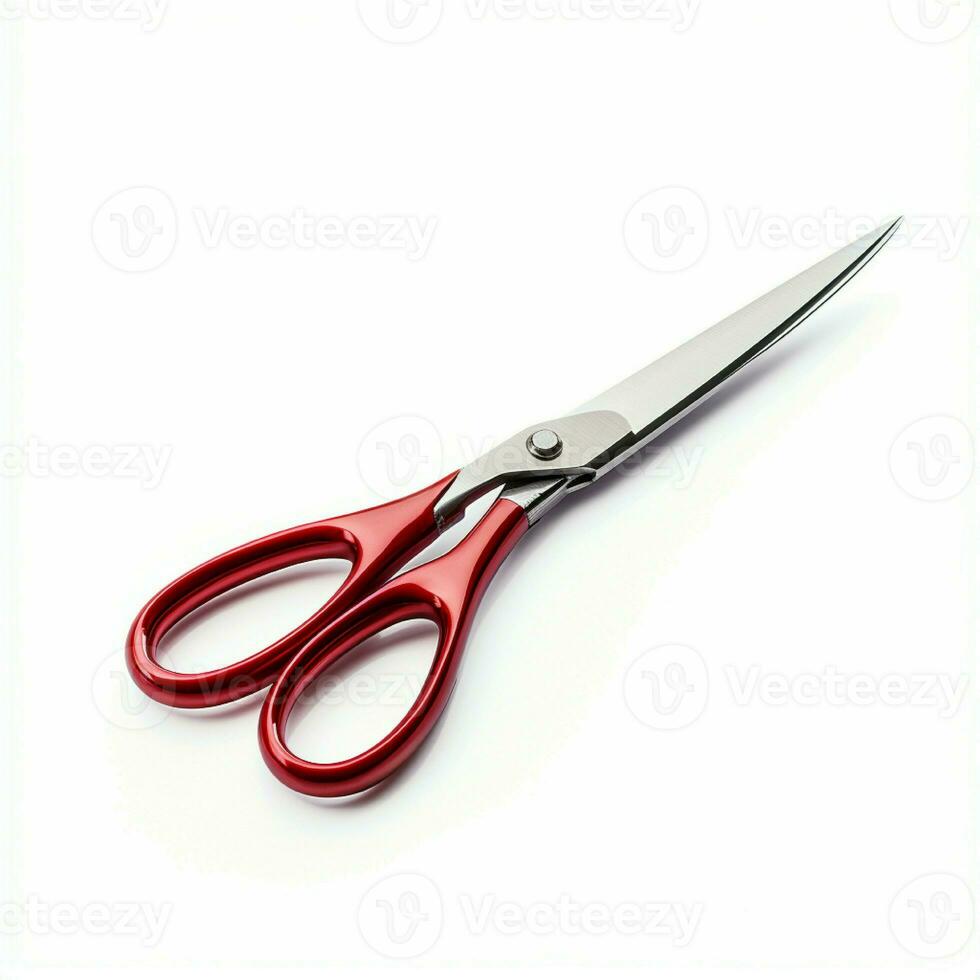 AI generated A scissor with red handle on white background photo