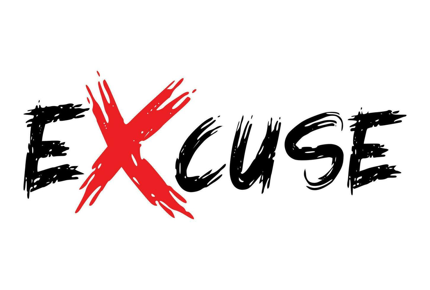Excuse grunge brush stroke word text for typography hand drawn brush stroke icon. vector