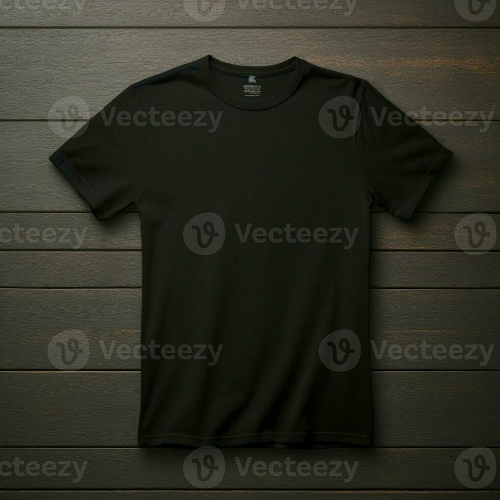 AI generated A full black blank t shirt mockup, dark background, structure photo