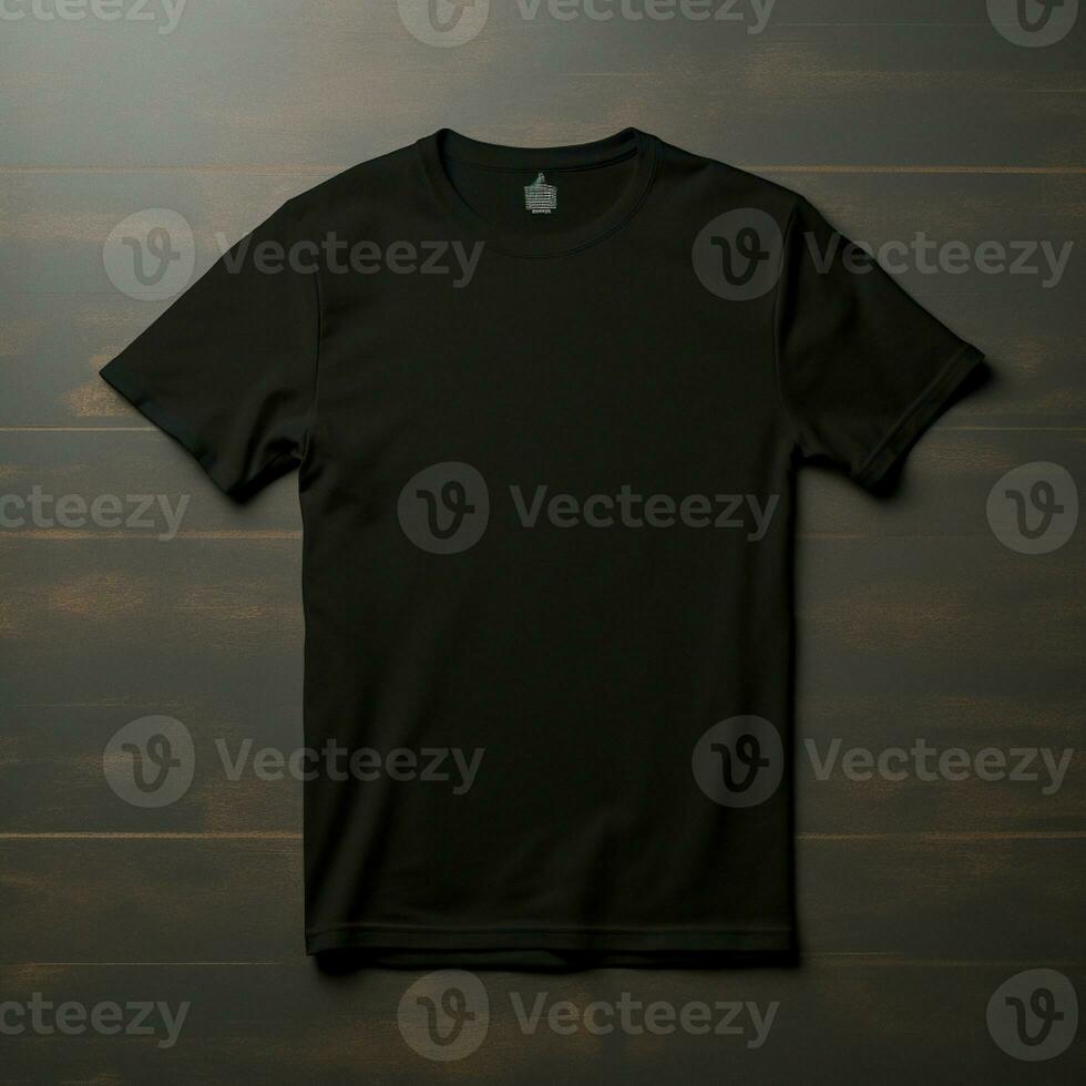 AI generated A full black blank t shirt mockup, dark background, structure photo