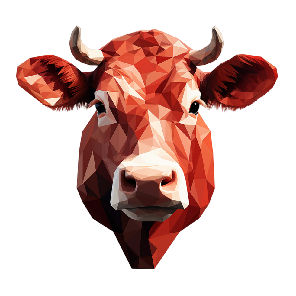 Red cow face png ai generative