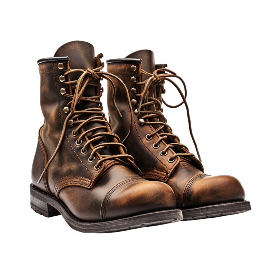 Pair of veteran boots isolated png ai generative
