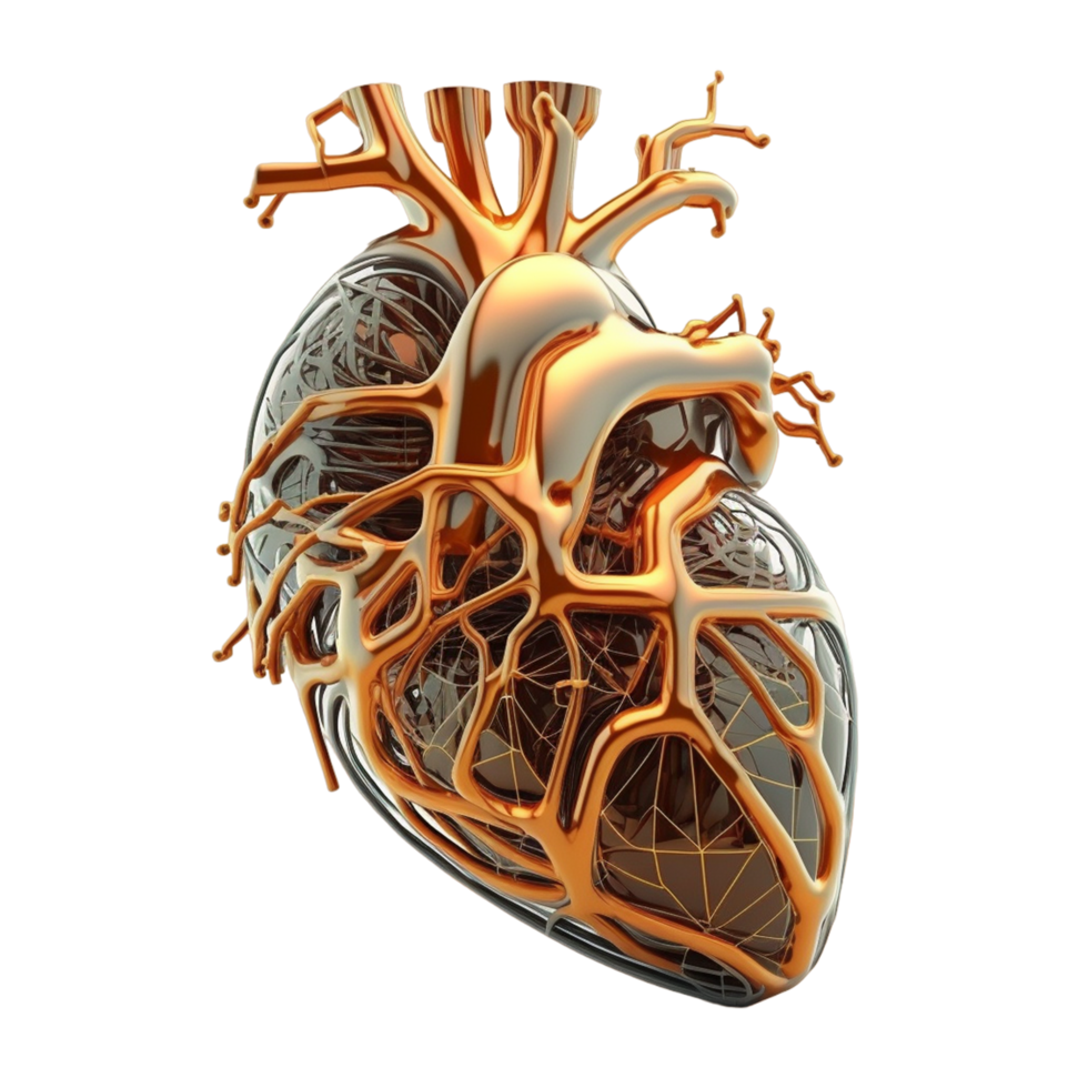 Realistic isolated image of a human heart ai generative png