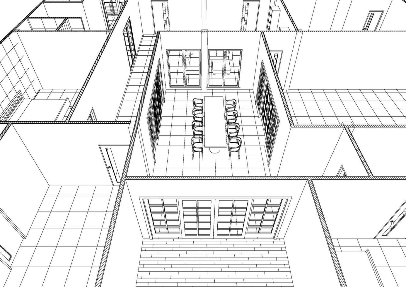 3D illustration of building project vector