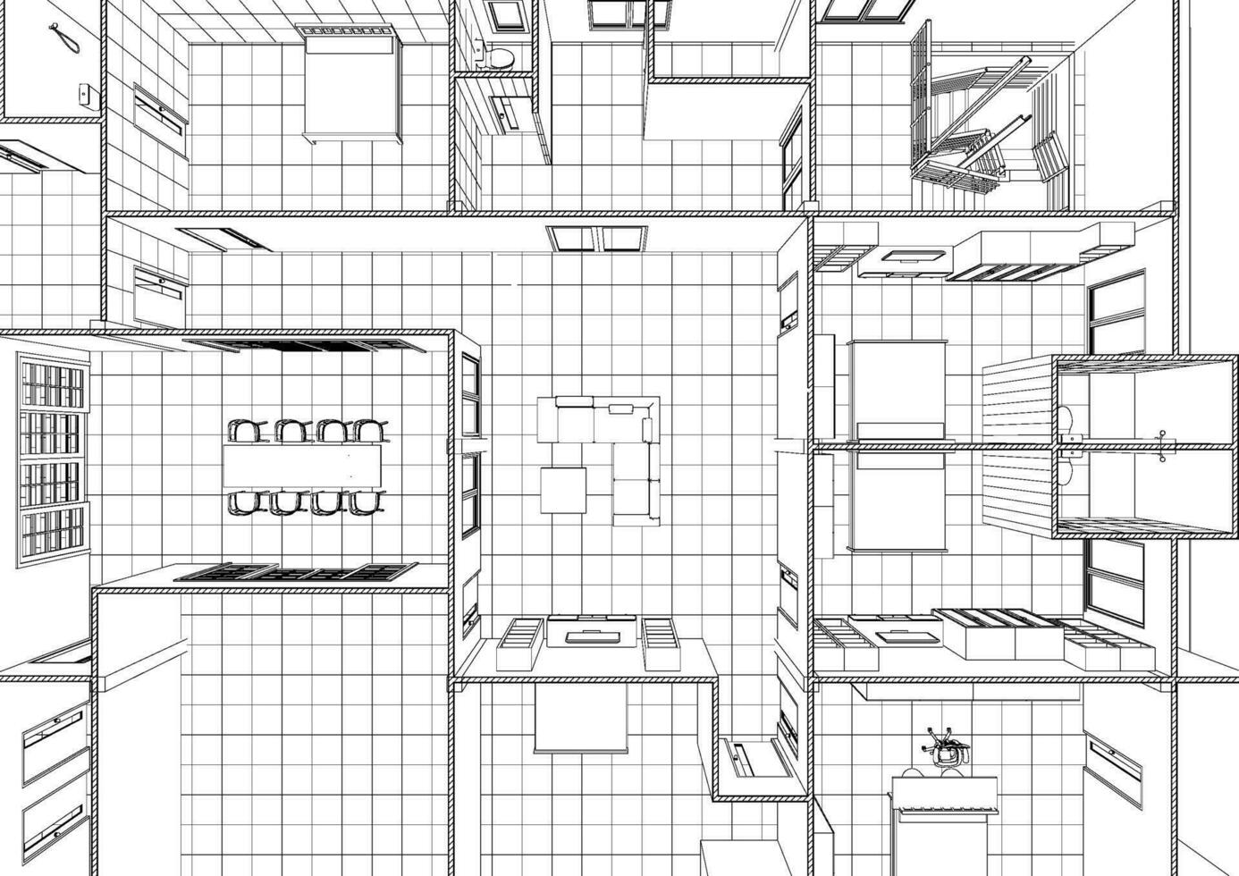 3D illustration of building project vector