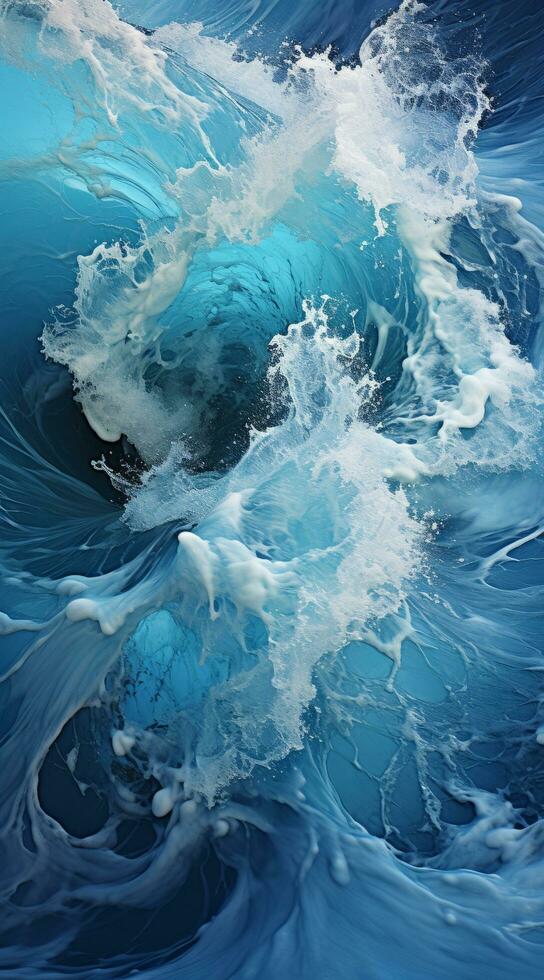 beach and waves from above aerial view of a blue ocean Generative AI photo