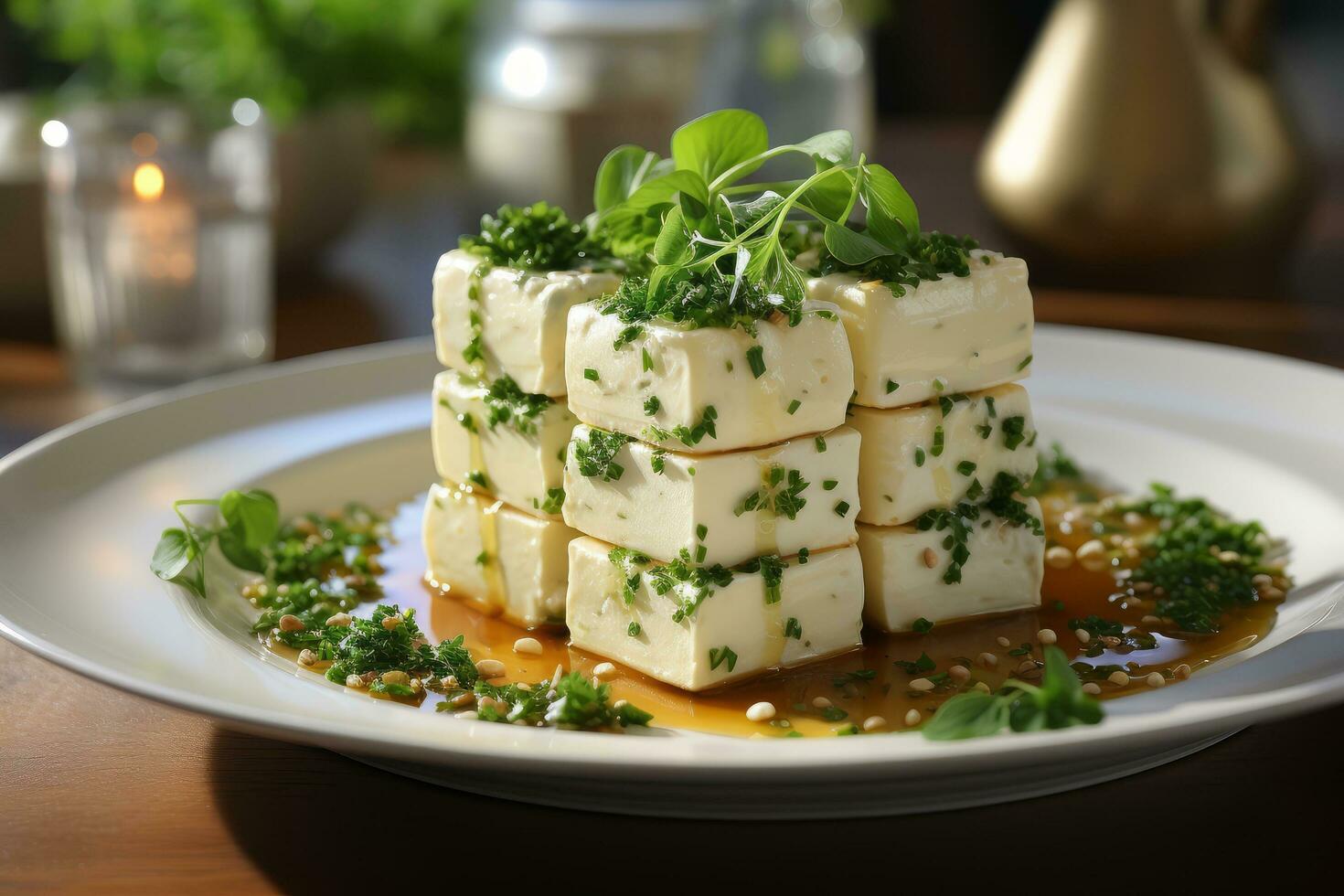 Greek feta cheese block isolated Generative AI photo