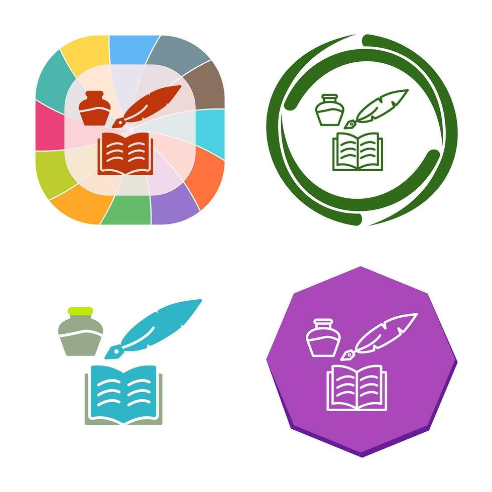 Unique Quill and Book Vector Icon