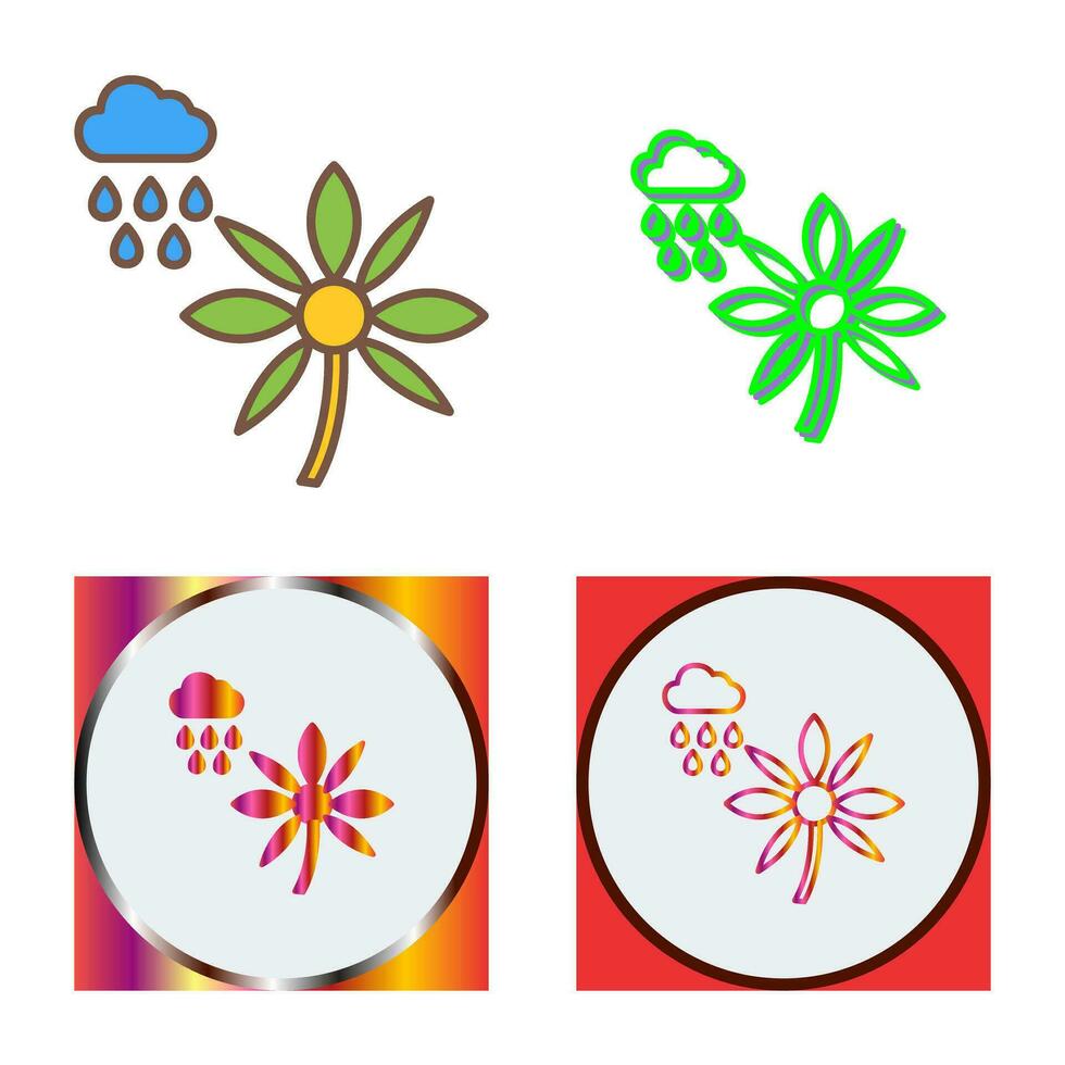 flor con icono de vector de lluvia