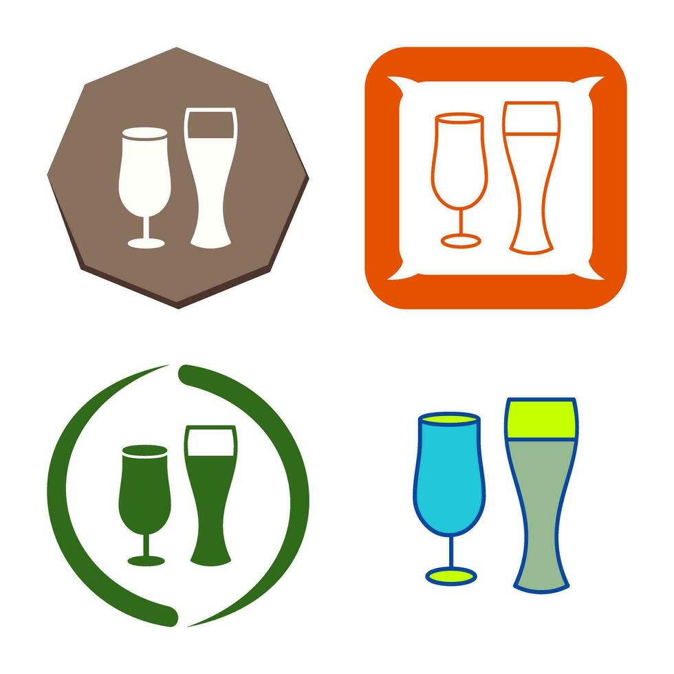 Unique Beer Glasses Vector Icon