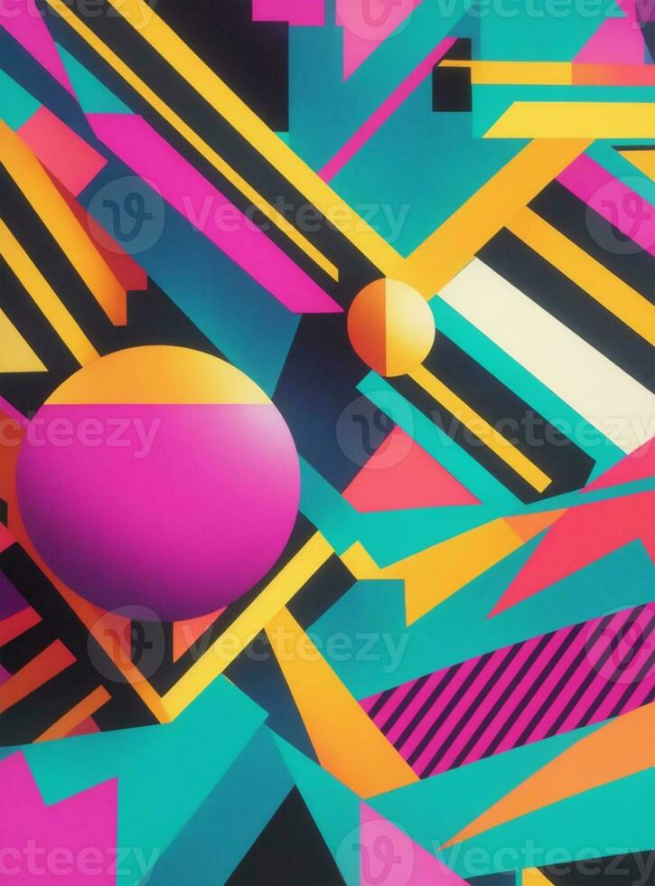 3d render, abstract background, geometric shapes, minimal design, trendy colors photo