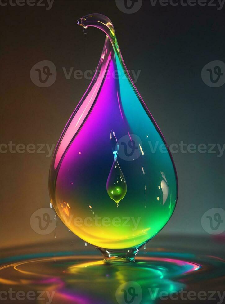 Colorful paint dripping from a drop of water. 3d rendering photo