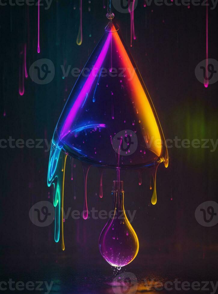 Colorful paint dripping from a drop of water. 3d rendering photo