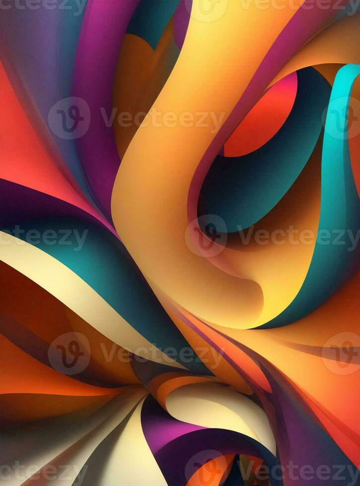 abstract colorful background with curved lines. 3d rendering, 3d illustration. photo