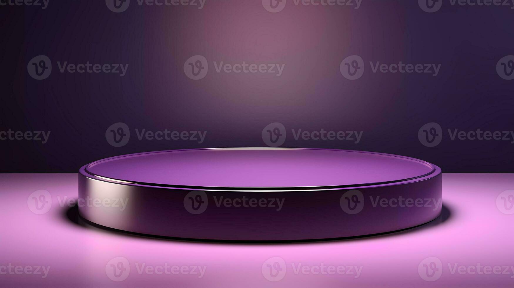 AI Generated Minimalist circle podium for product display and presentation with royal purple colour. Purple podium for product promotion. photo