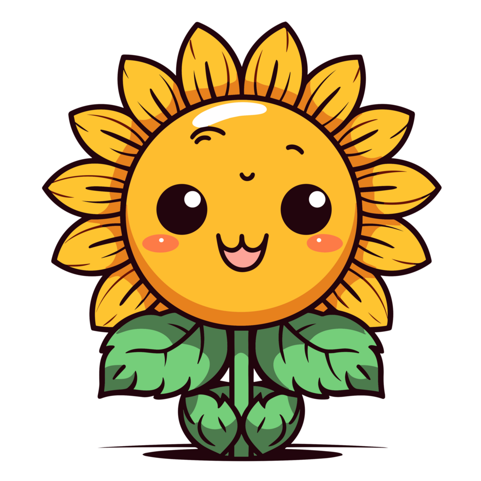 kawaii estilo lindo girassol clipart - ai generativo png