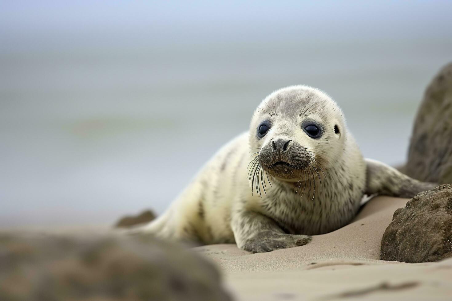 Harbor seal cub. AI Generated photo