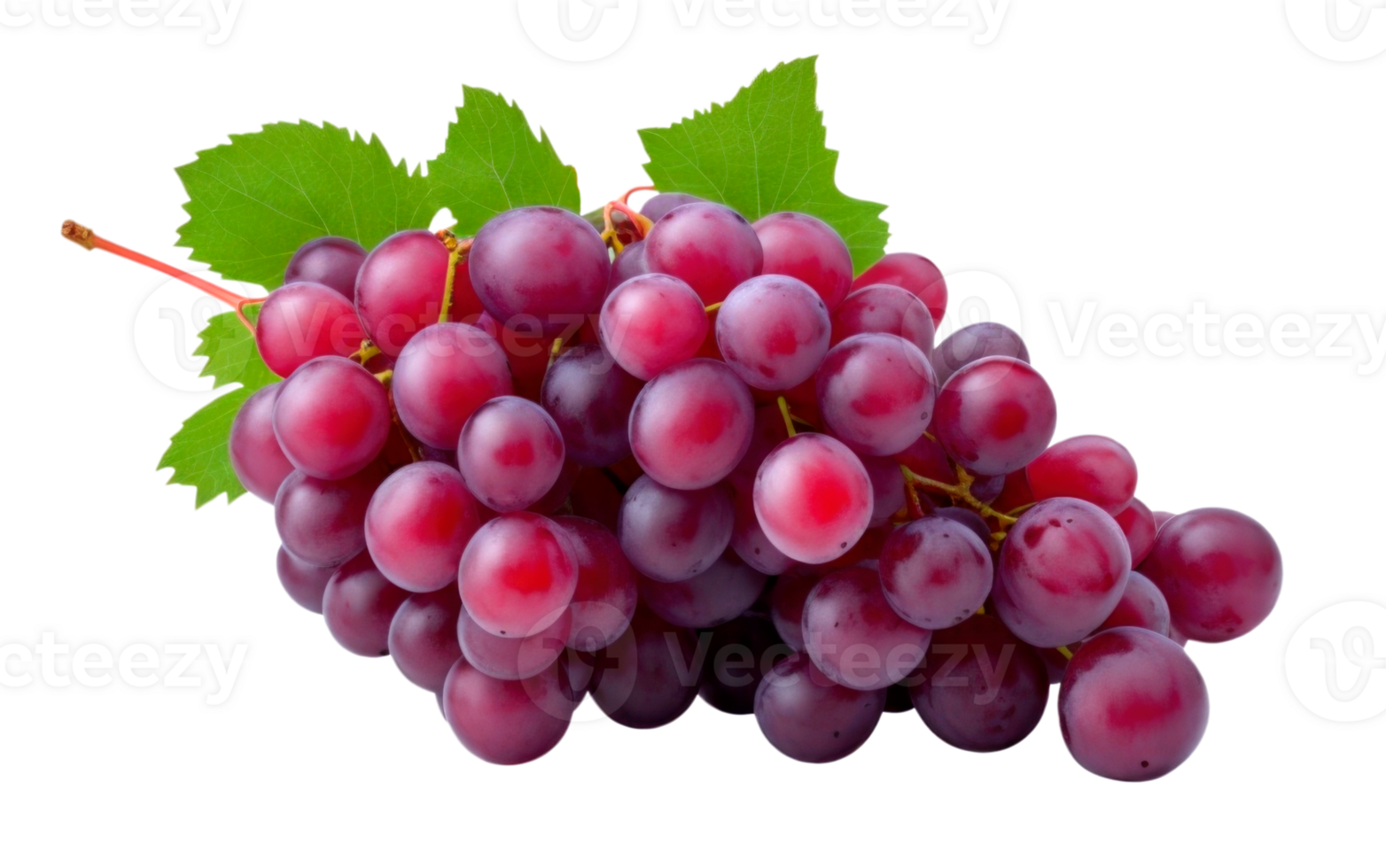 Red grape with leaves isolated on transparent background. AI Generative png
