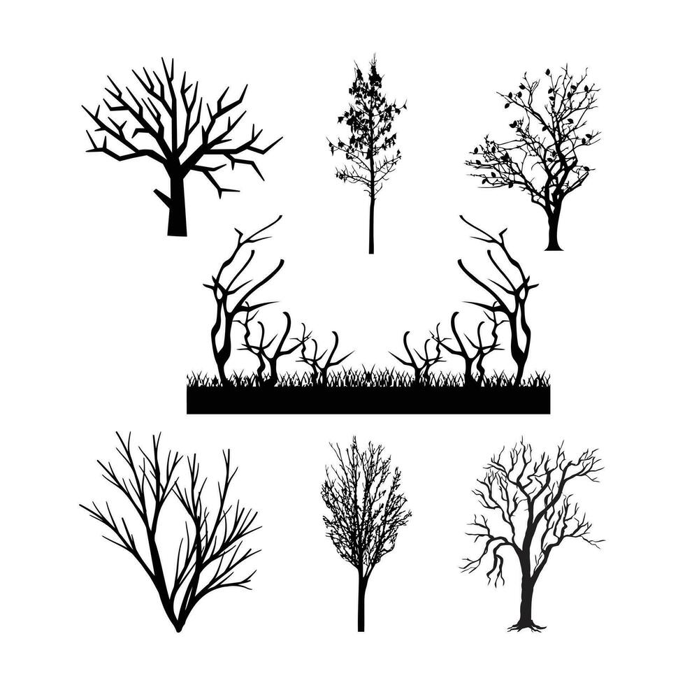 árbol siluetas en un blanco antecedentes. vector
