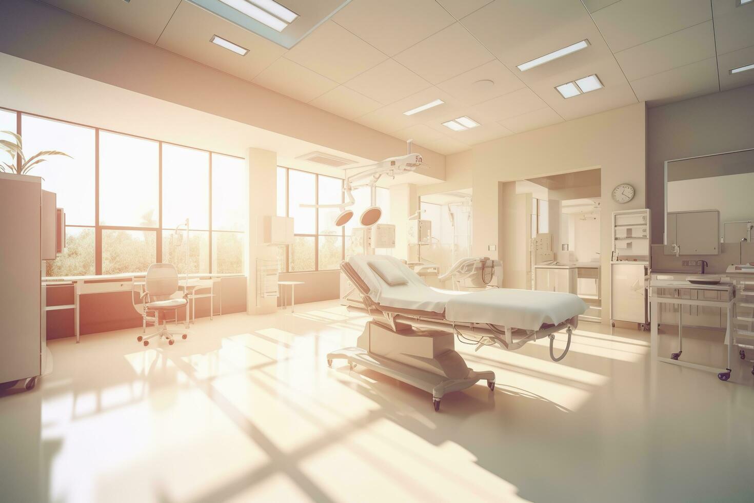 Ideal Healthcare Background with Surrealist Blurry Hospital Scene. AI Generative photo