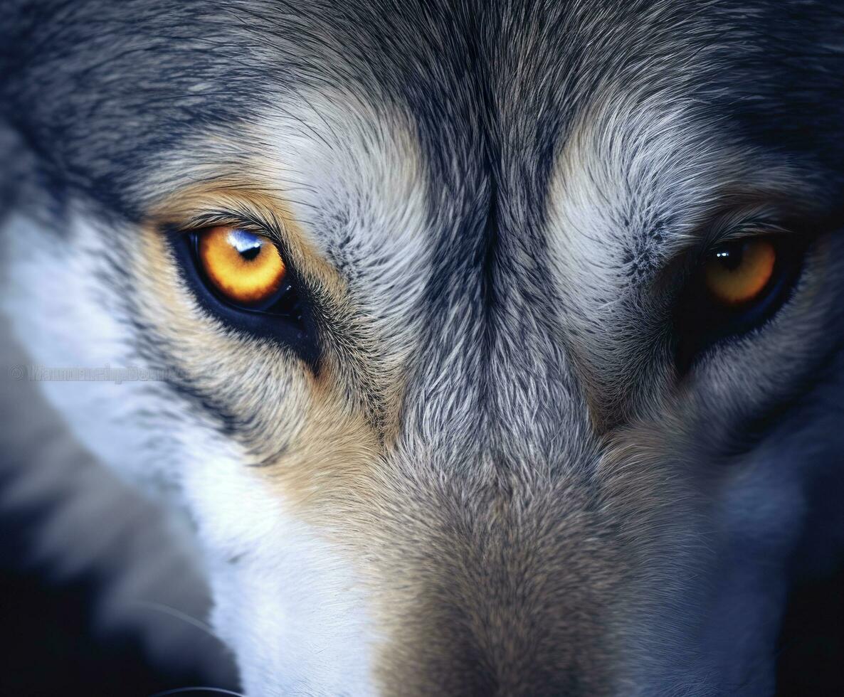 hermosa ojos de un salvaje lobo. generativo ai foto