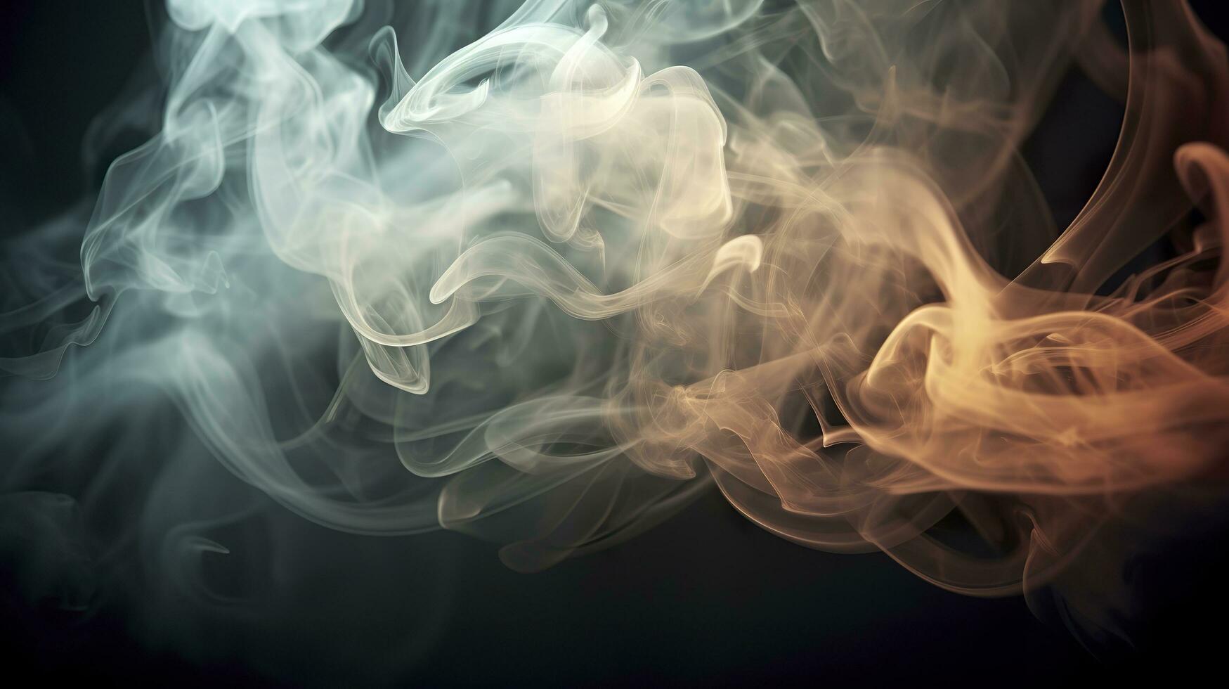 The close up view reveals the mesmerizing patterns and textures within the smoke, The ethereal quality of the smoke against the dark background. AI Generative photo