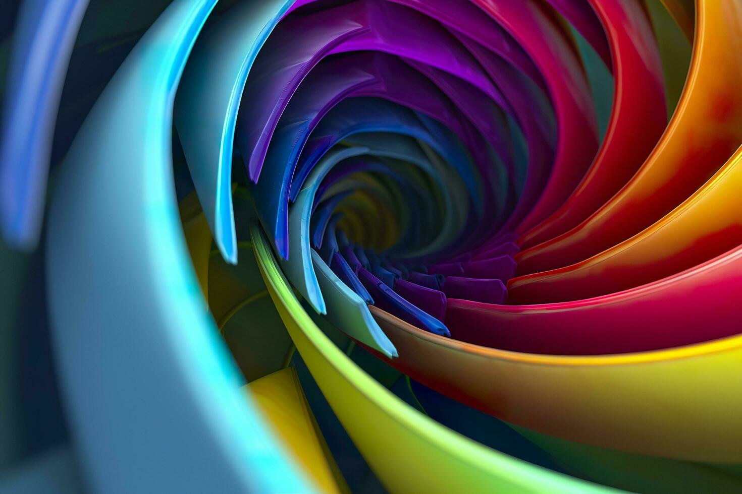 Geometric Spiral Pattern in Vibrant and Energetic Colors. A Professional Color Grading Experiment. AI Generative photo