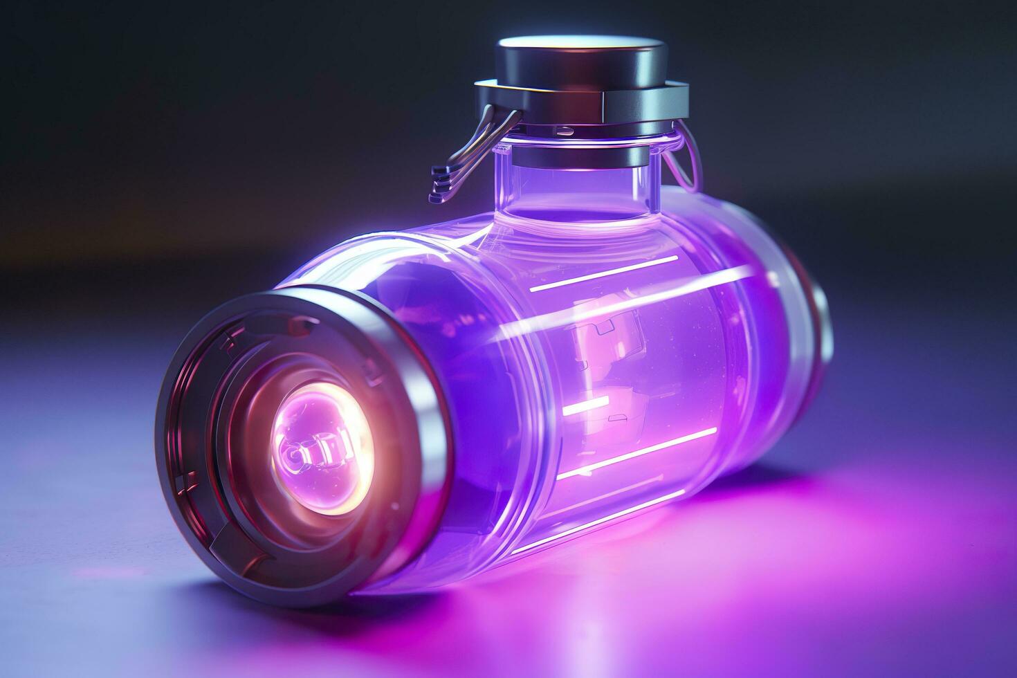 Purple Sci Fi Energy Flask with Pure Background. AI Generative photo