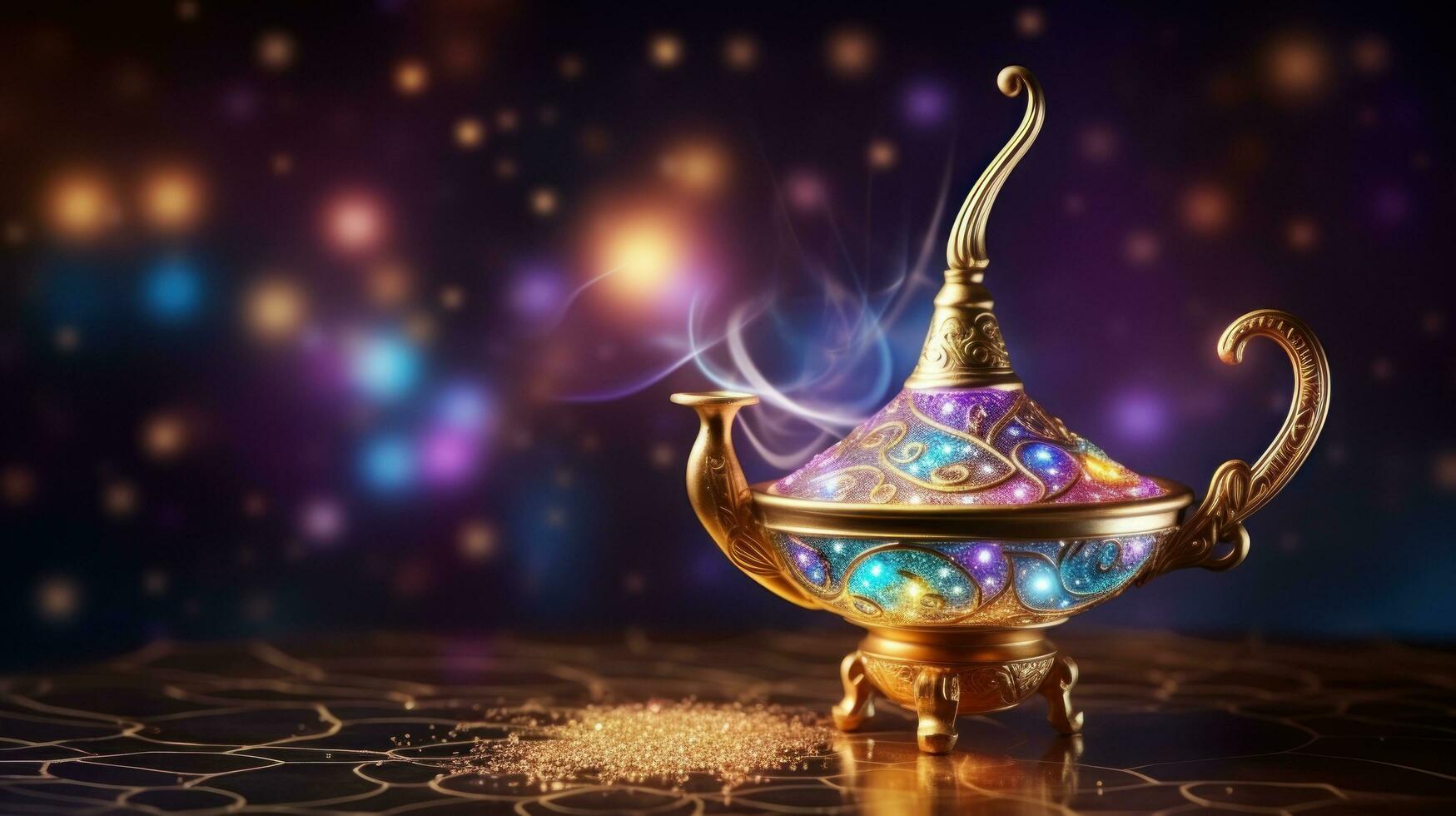 magic lamp in magic background photo