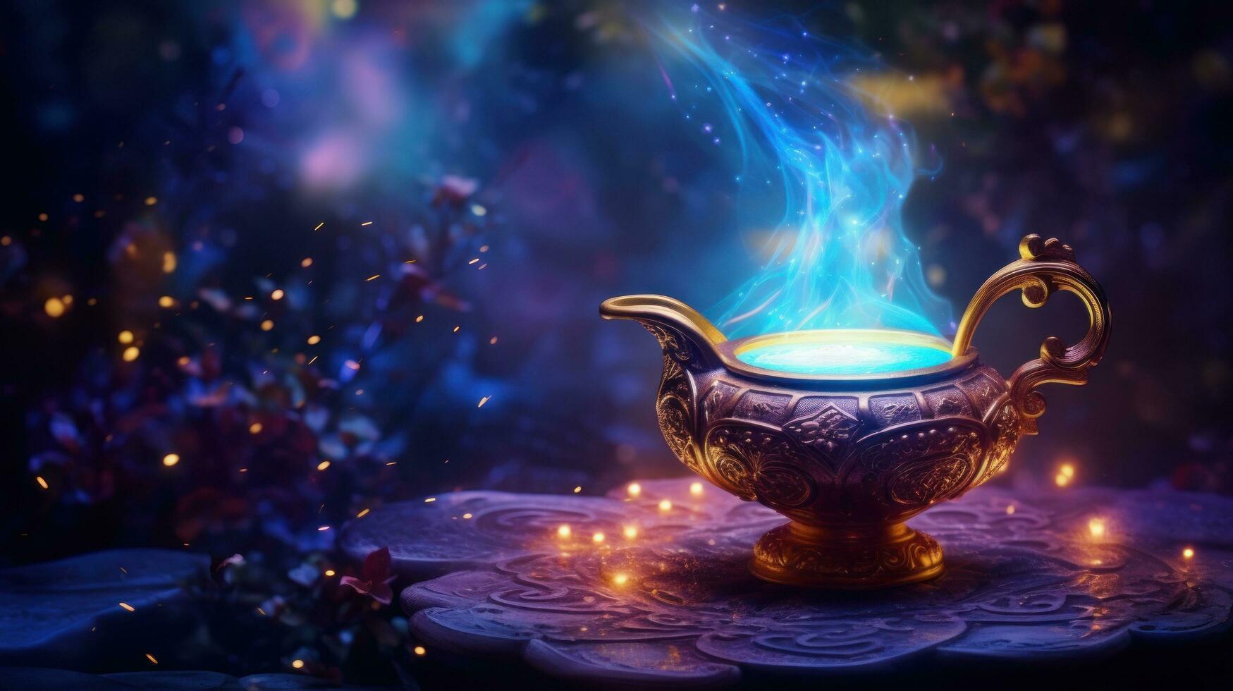 magic lamp in magic background photo