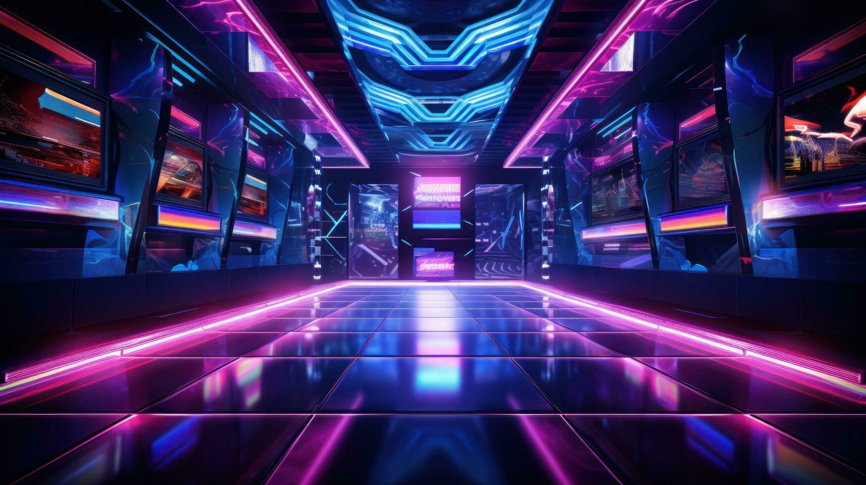 A neon night club pulses with energy and light photo