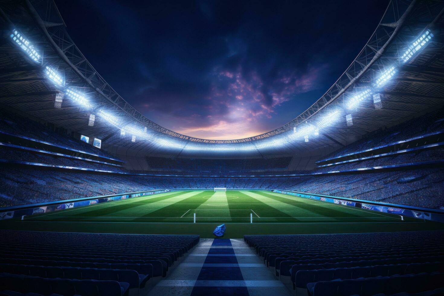 Football stadium inside at night with lights Post-Production photo