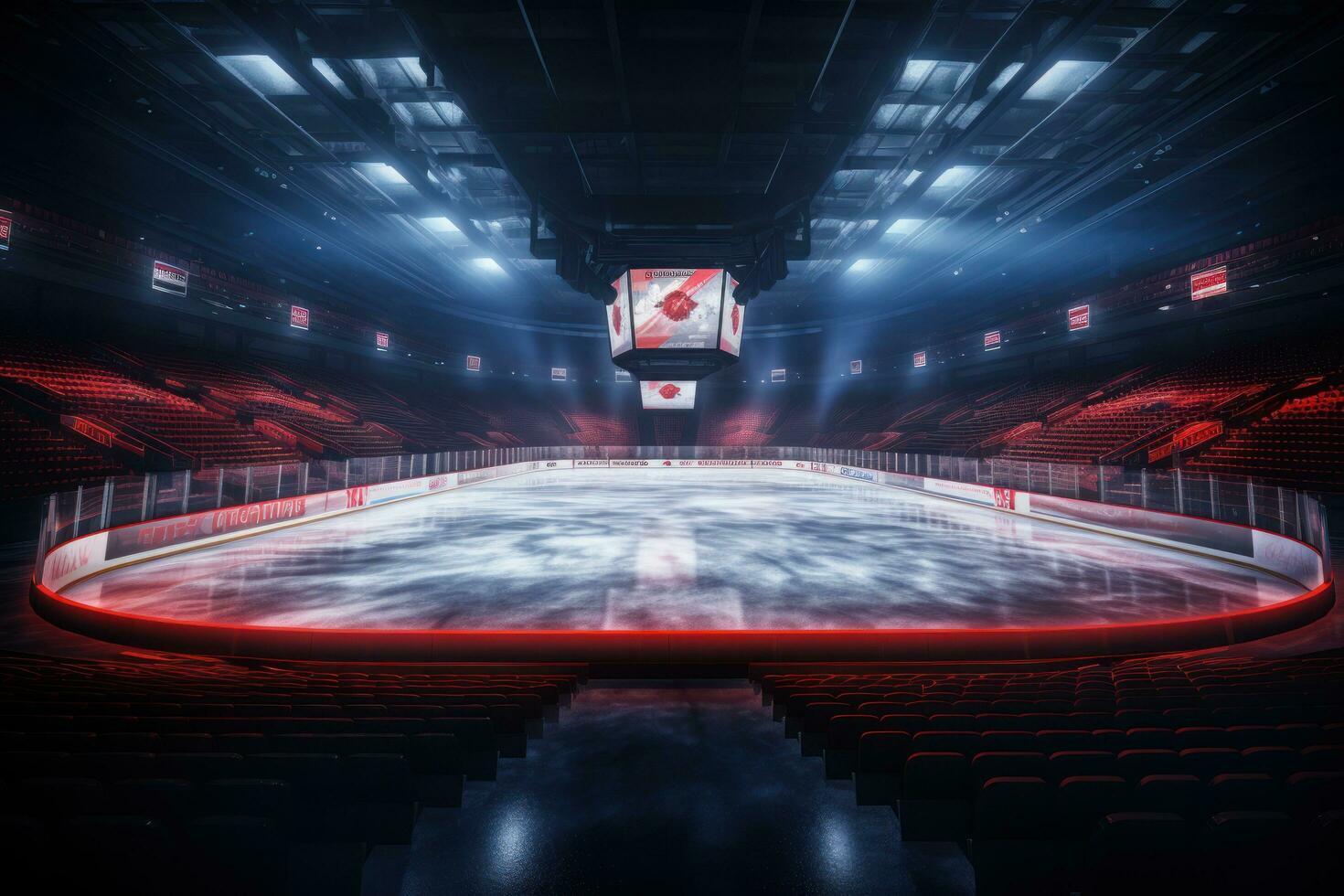 hockey arena inside at night with lights Post-Production photo