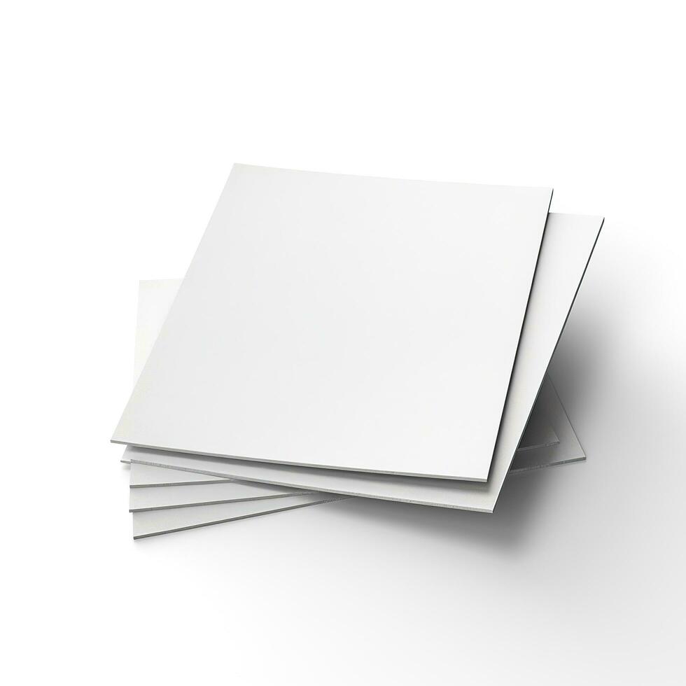 Blank white paper isolated on white background. Generative AI photo