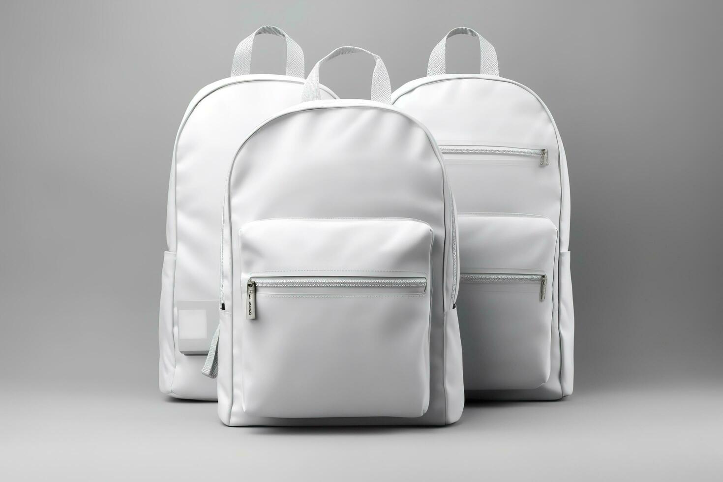 Stylish leather backpack on white background. Generative AI photo