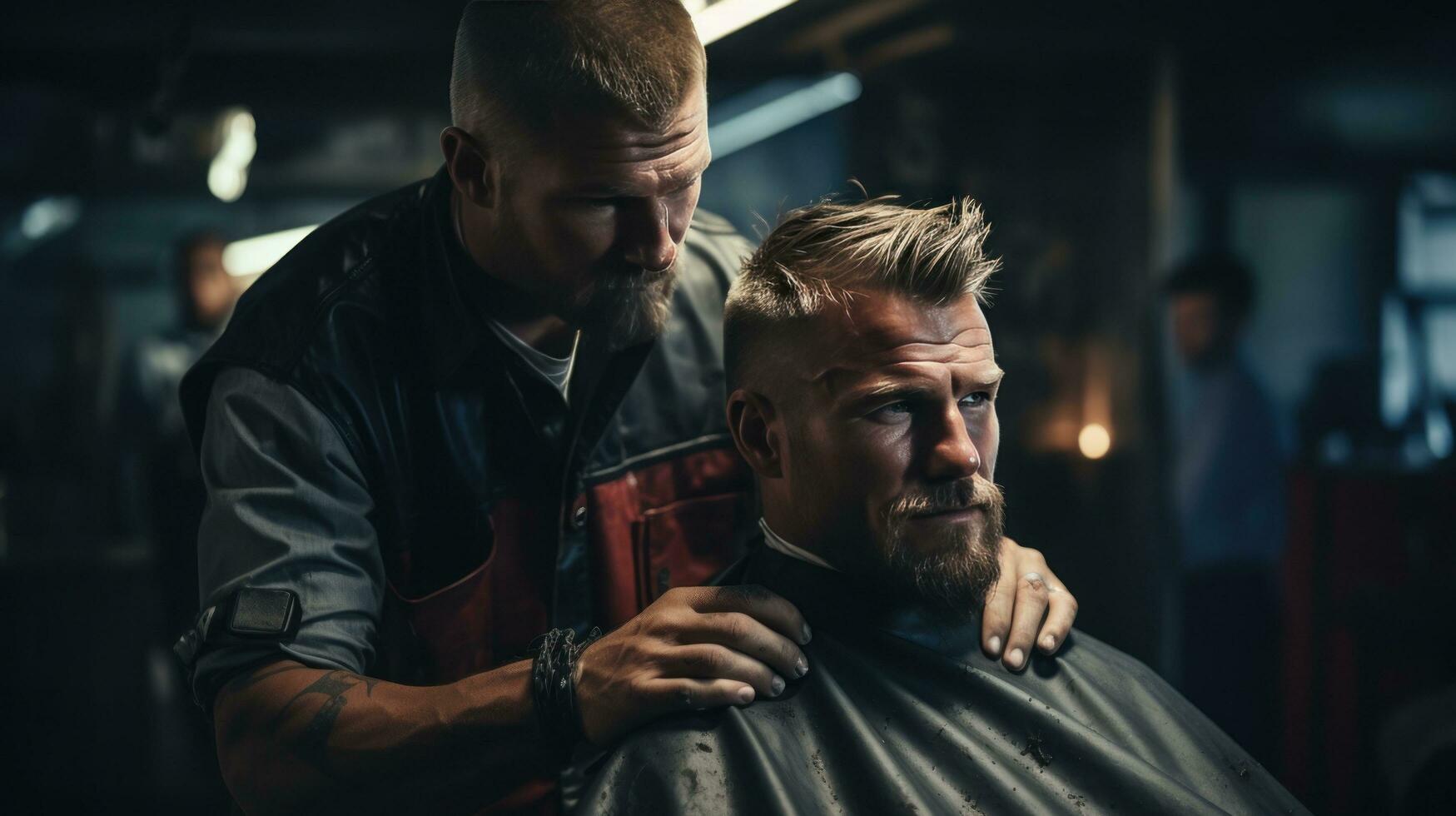 A man getting a buzz cut with electric clippers photo