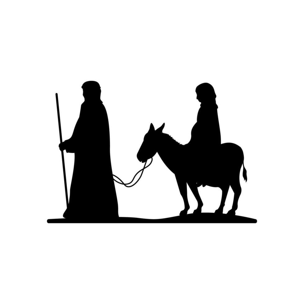 Silhouette of Mary and Joseph. vector