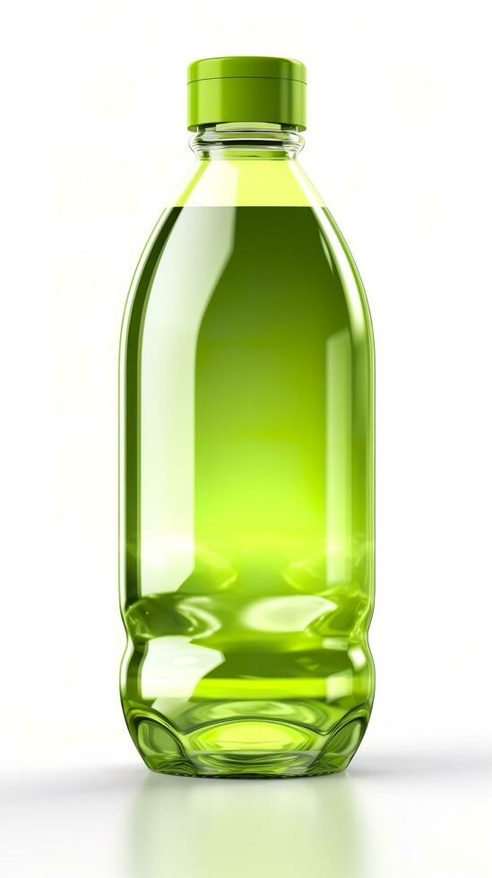 Jelly green, 3D rendering, solid color bottle. AI Generative photo