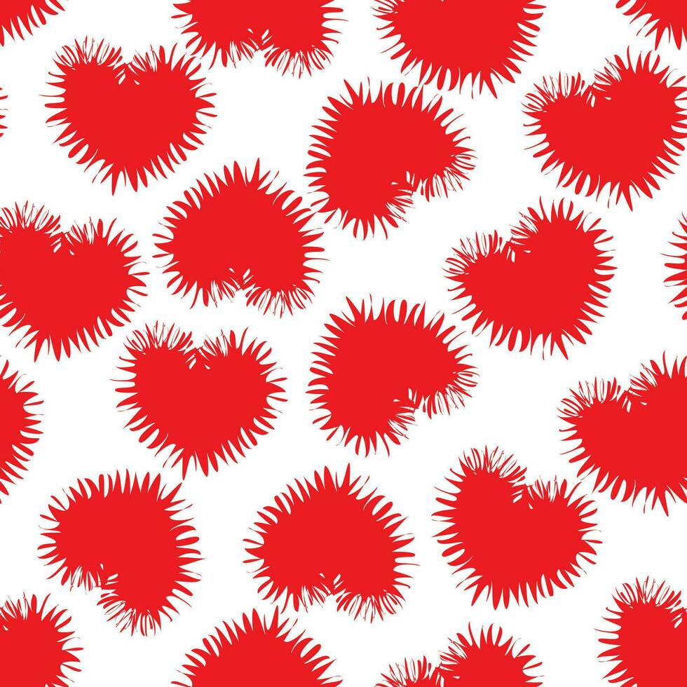 Seamless pattern with hearts. Silhouette of a shape with sharp edges and spines. Abstract simple vector print.