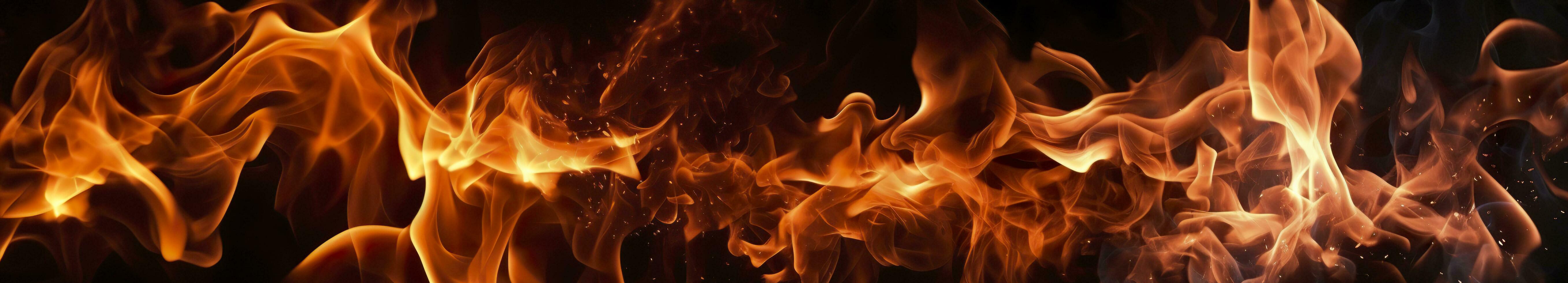 Fire flames on black background. AI Generative photo