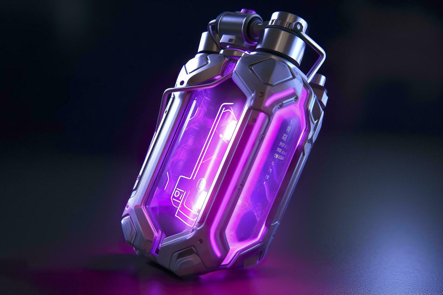 Purple Sci Fi Energy Flask with Pure Background. AI Generative photo