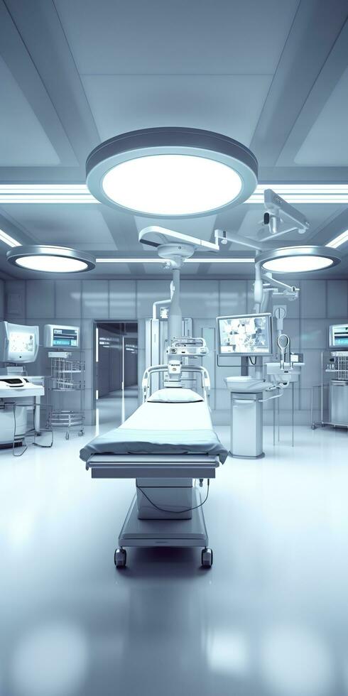 Modern equipment in operating room. Medical devices for neurosurgery. AI Generative photo