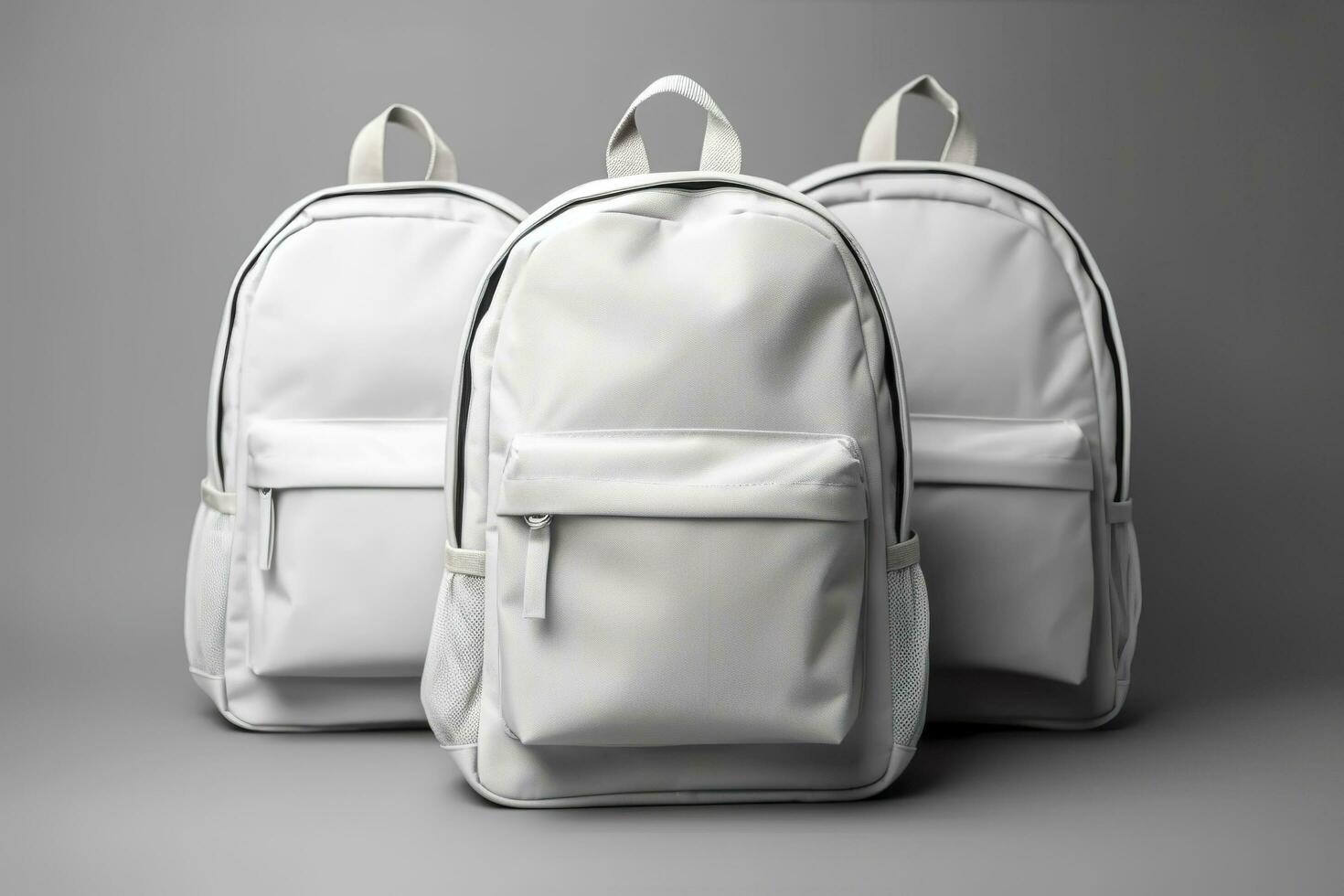 Stylish leather backpack on white background. Generative AI photo