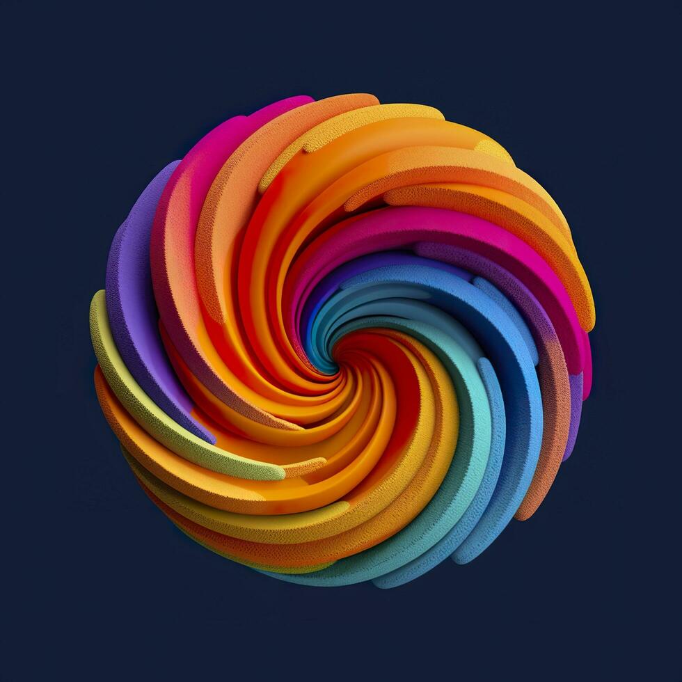 Abstract Rainbow Spiral. Soft and Rounded Forms Rendered in Tangled Perfection. AI Generative photo