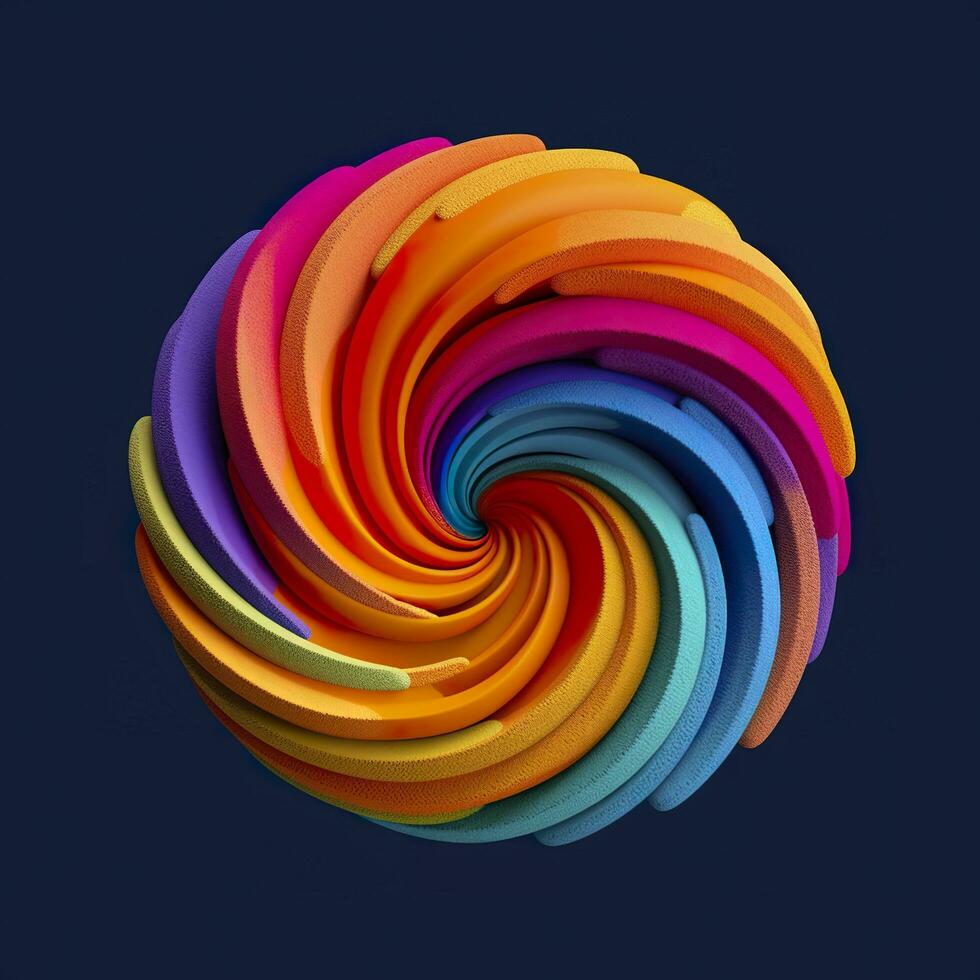 Abstract Rainbow Spiral. Soft and Rounded Forms Rendered in Tangled Perfection. AI Generative photo