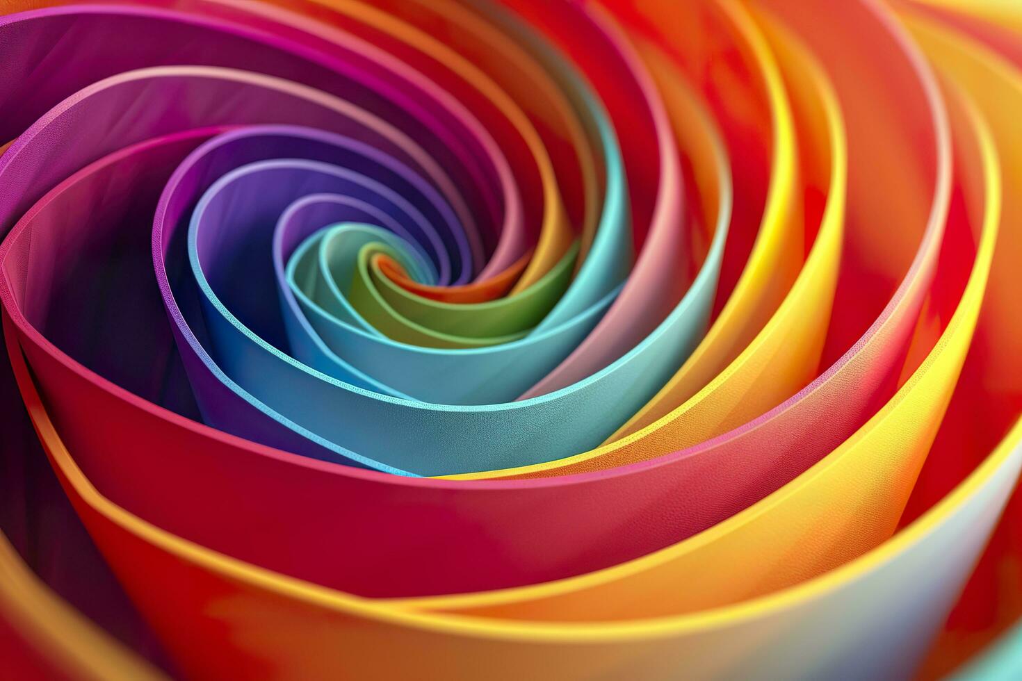 Geometric Spiral Pattern in Vibrant and Energetic Colors. A Professional Color Grading Experiment. AI Generative photo