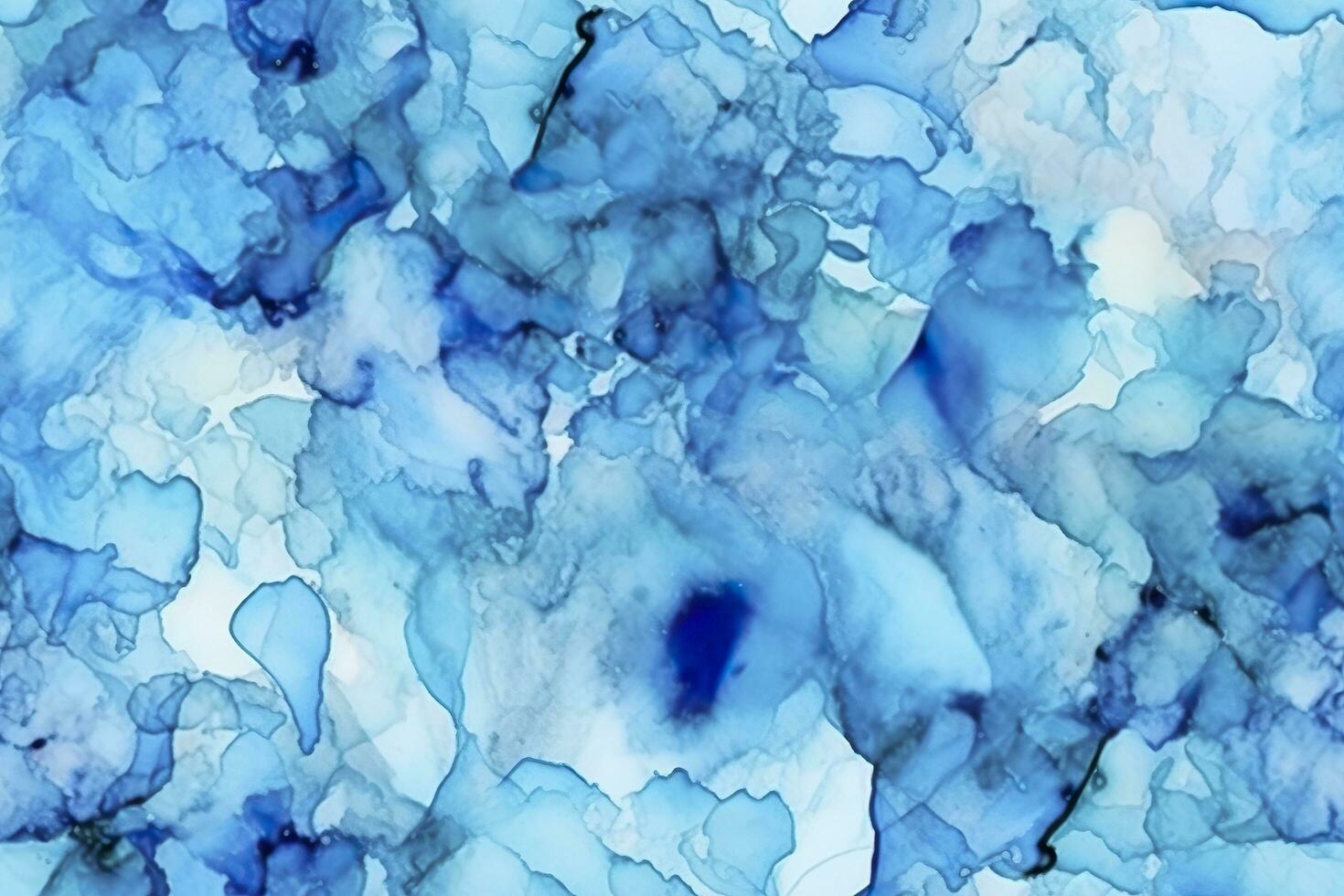 Blue alcohol ink background. Abstract delicate winter season texture. AI Generative photo