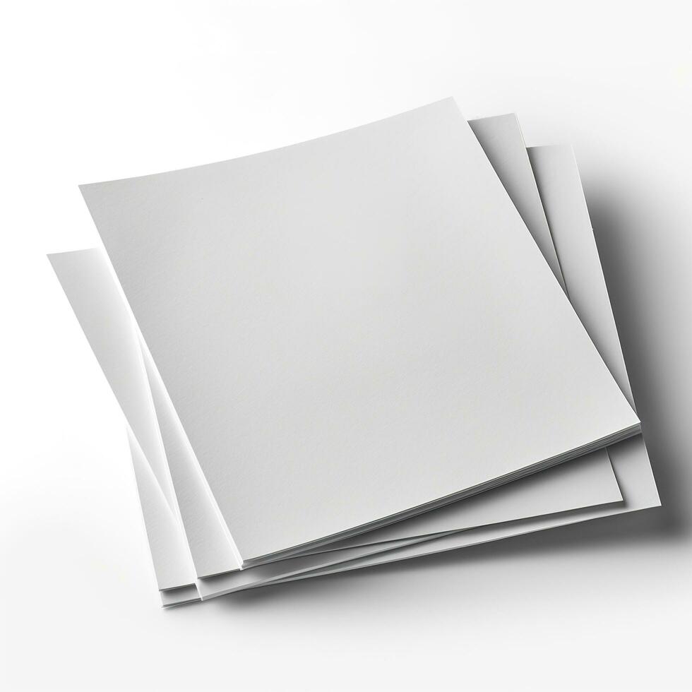 Blank white paper isolated on white background. Generative AI photo