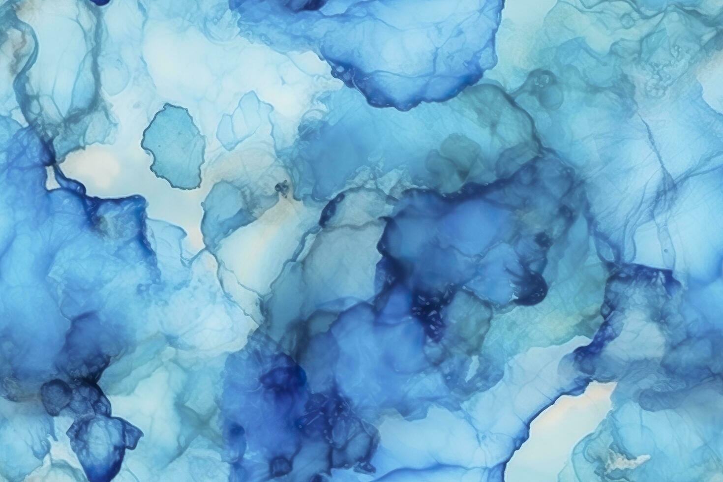 Blue alcohol ink background. Abstract delicate winter season texture. AI Generative photo