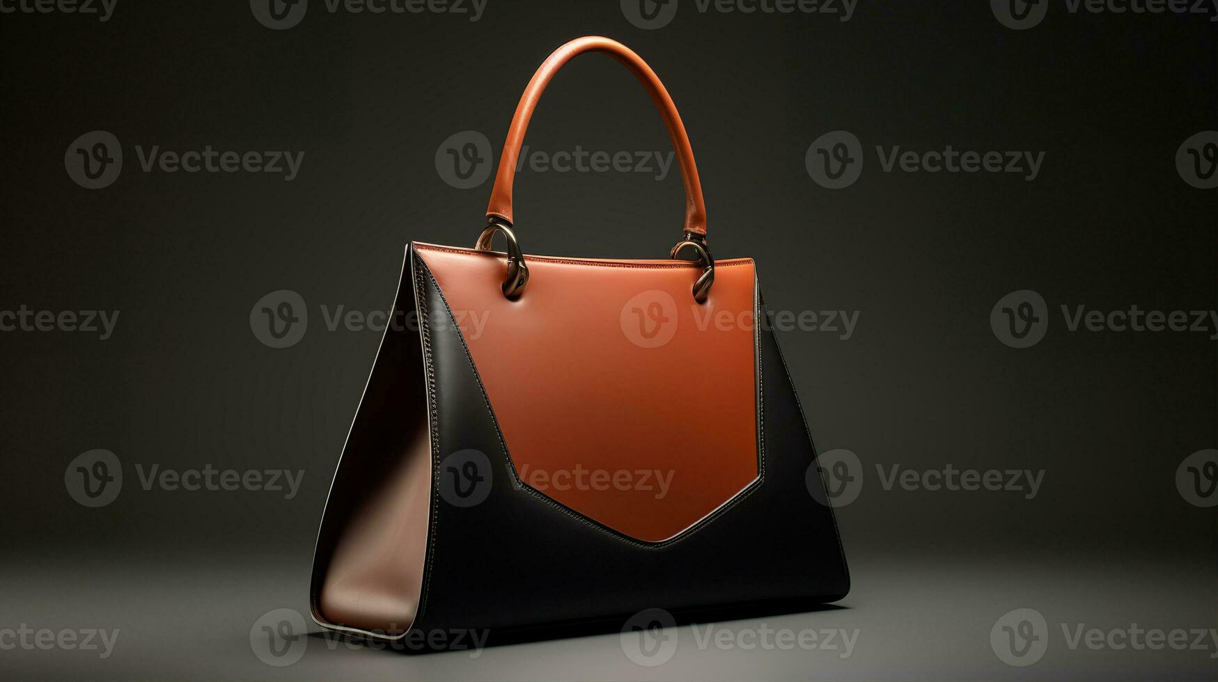 Luxury Leather Handbag and minimalistic backdrop. Created with Generative AI photo